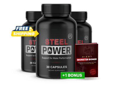 Steel Power® male performance and vitality supplement — 3 bottle pack, 30 capsules each